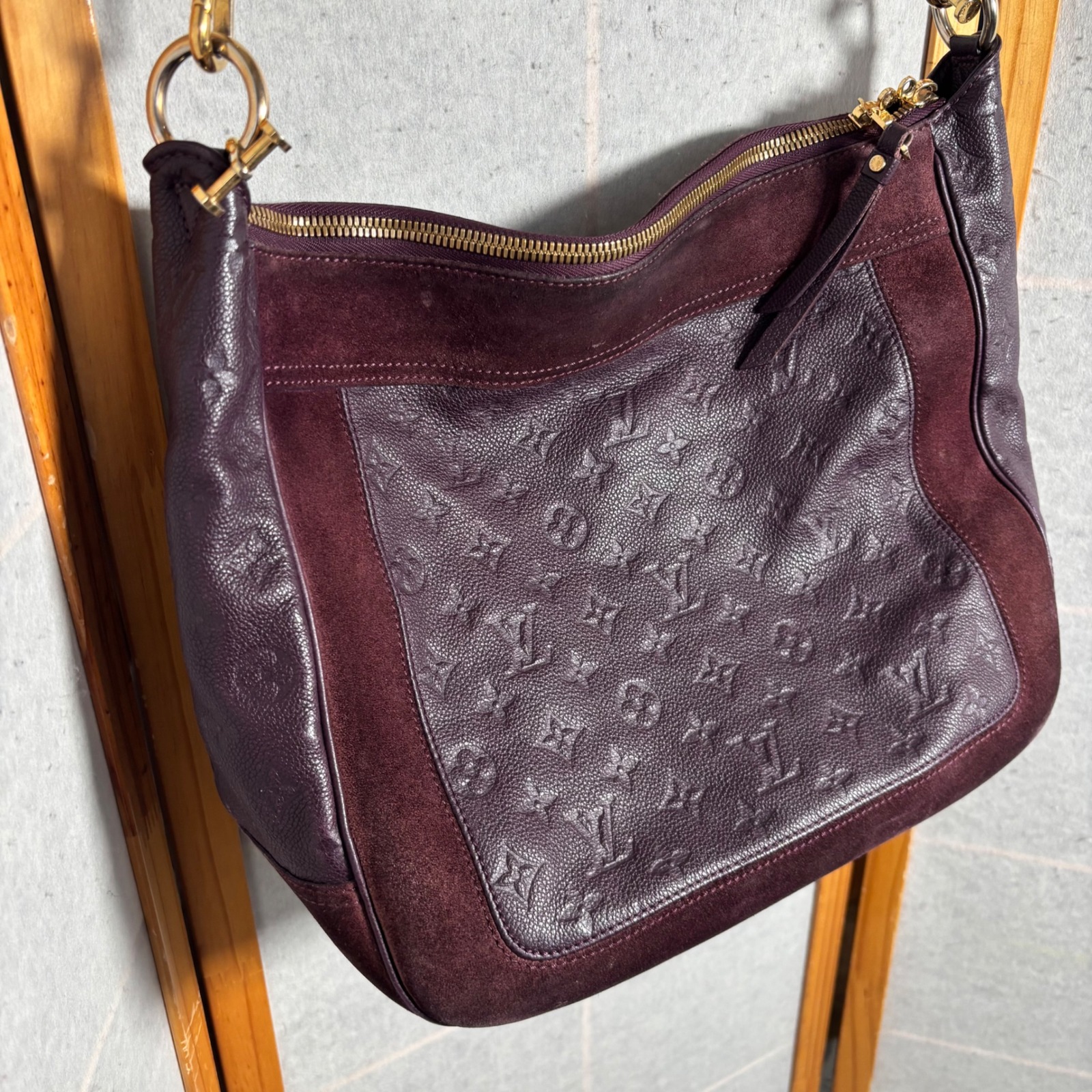 Auth Louis Vuitton Monogram Empreinte Audacieuse Pm Shoulder Bag Purple Lv 2669n